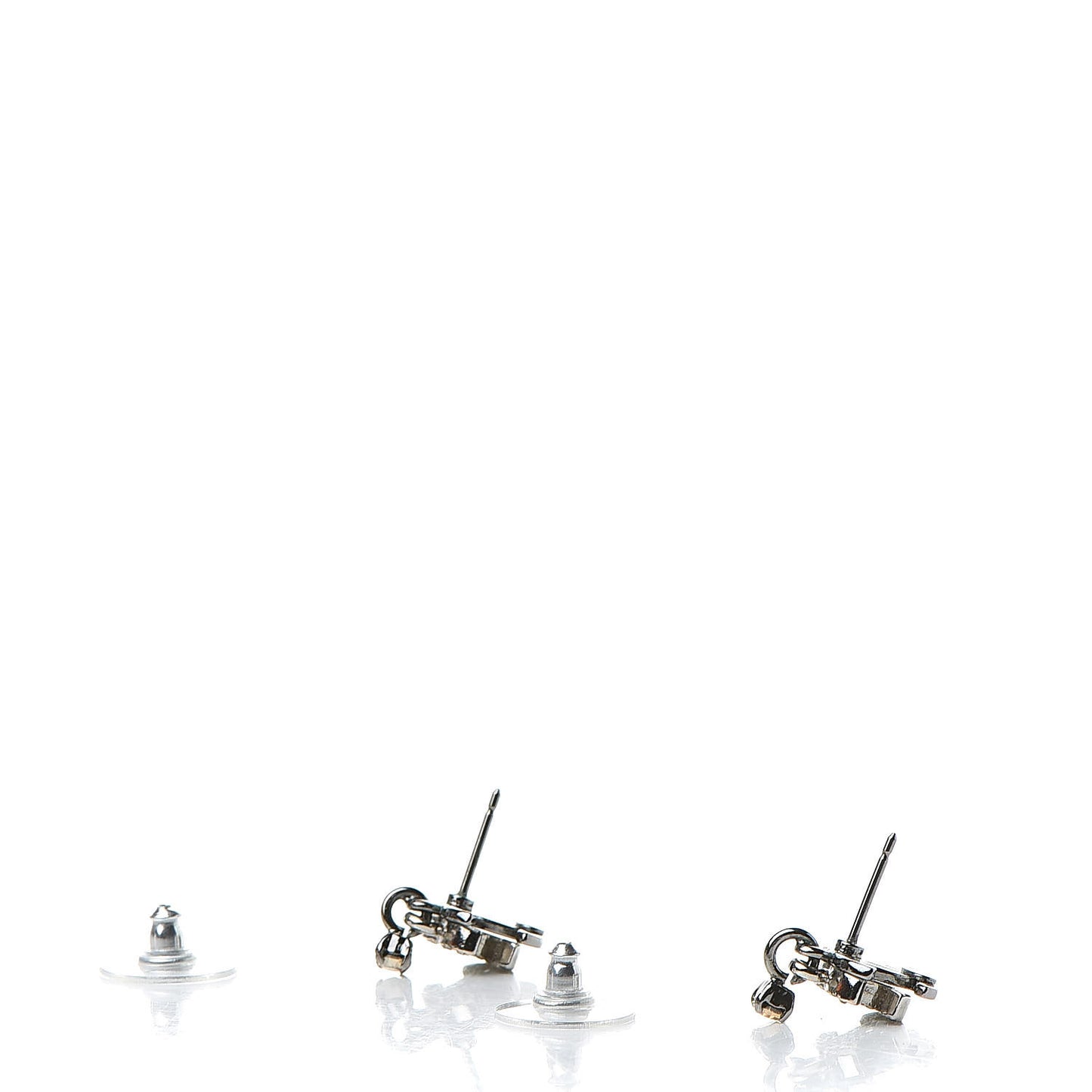 Ruthenium Crystal Double CC Earrings Silver