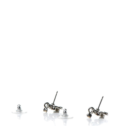 Chanel Ruthenium Crystal Double CC Earrings Silver 3 of 4