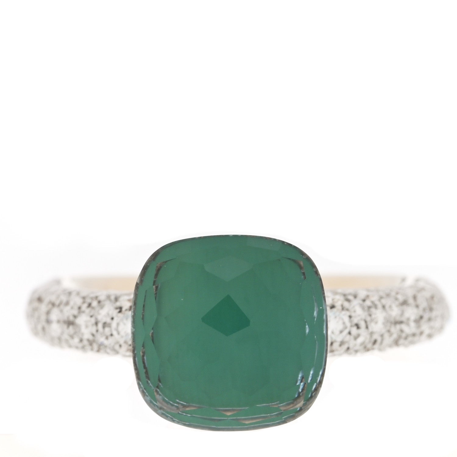 Pomellato 18K Rose White Gold Diamond Blue Topaz Agate Classic Nudo Ring 56 7.5 1 of 6