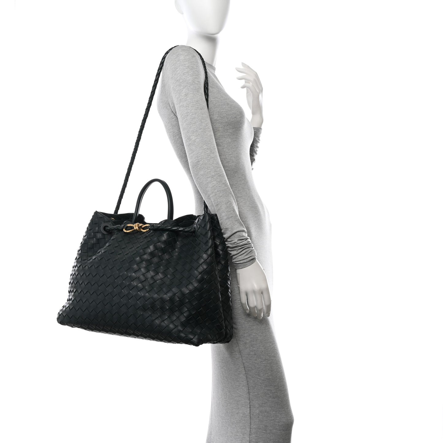 Nappa Intrecciato Large Andiamo Shoulder Bag Emerald Green