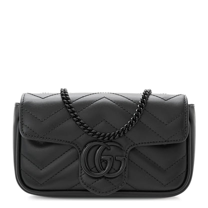 Gucci Calfskin Matelasse Super Mini GG Marmont Shoulder Bag Black 1 of 11