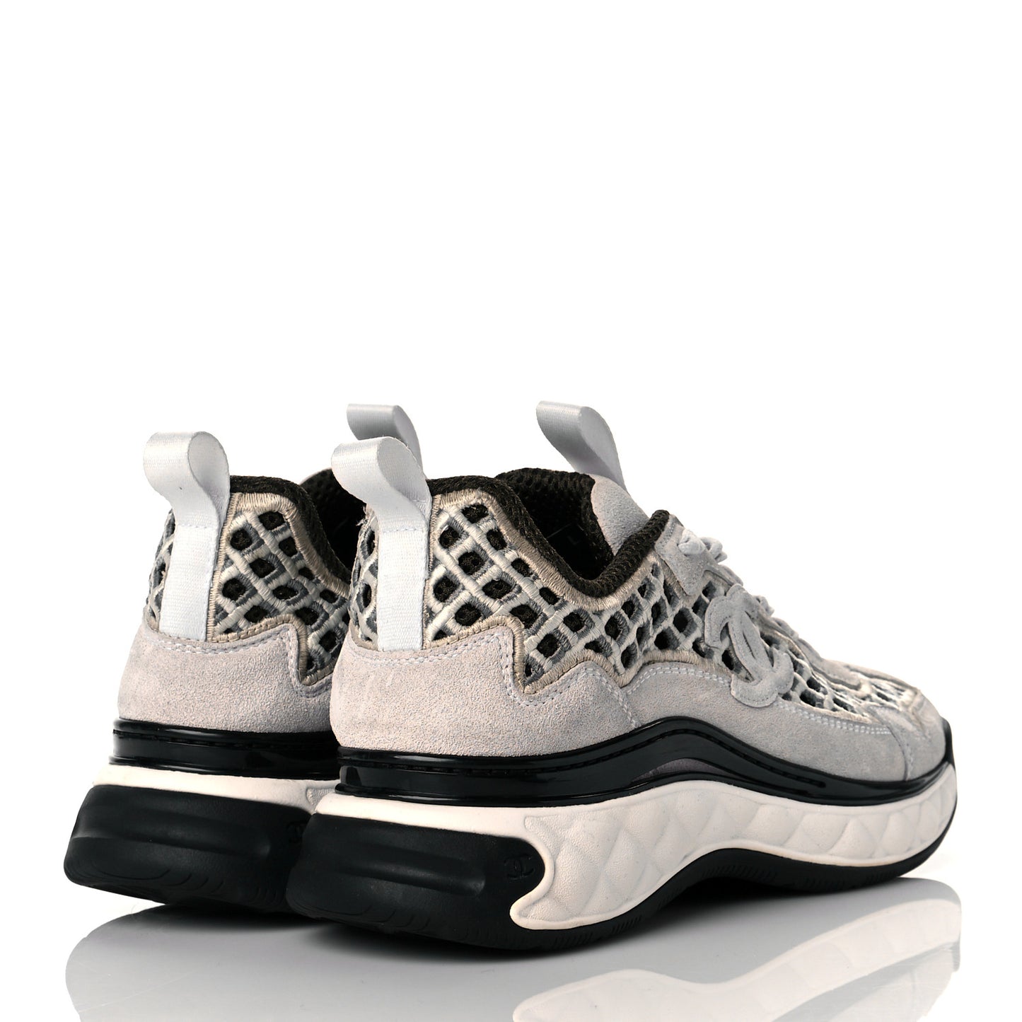 Suede Calfskin Embroidered CC Sneakers 37 Ecru Light Gray