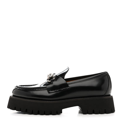 Gucci Cordovan Lux Womens Horsebit 45mm Platform Loafers 39.5 Black 1 of 10