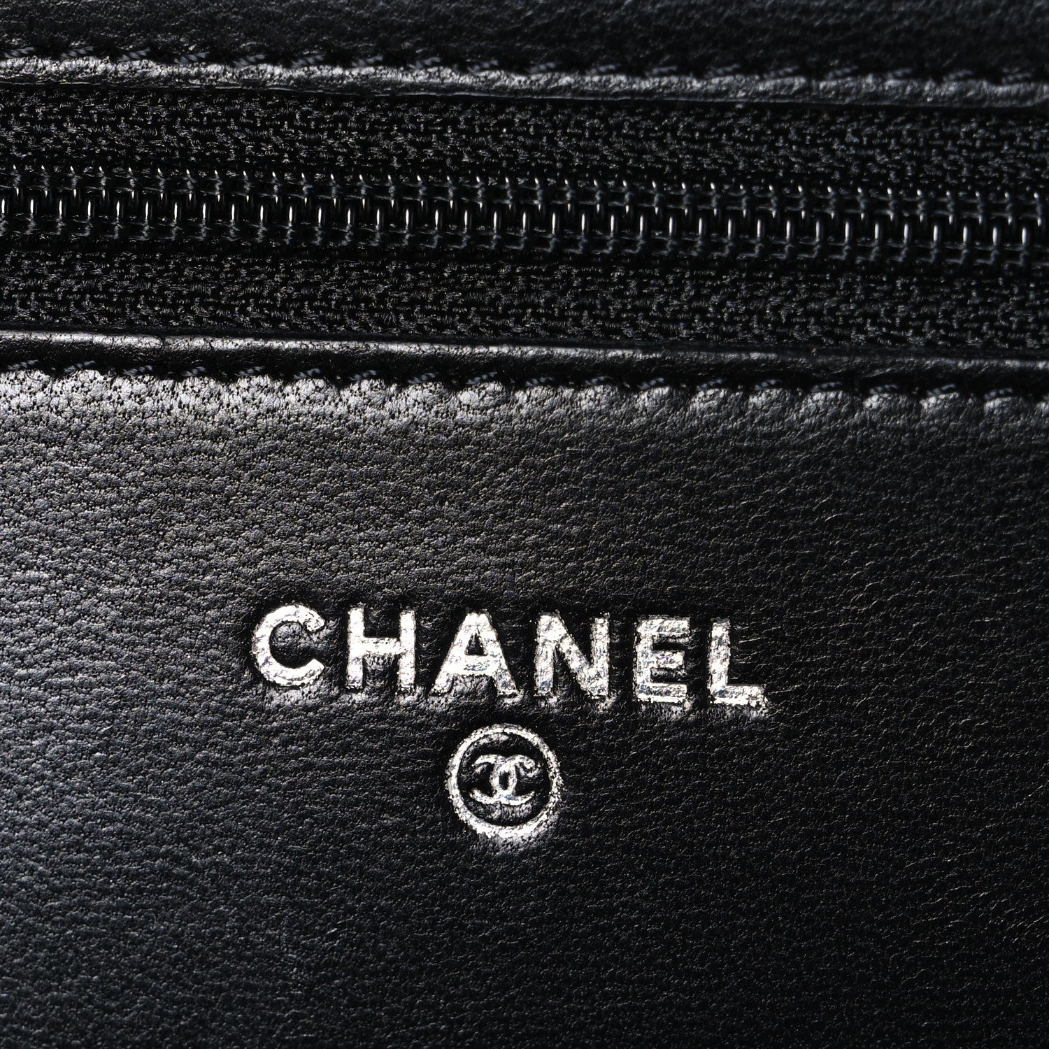 Chanel Lambskin Camellia Embossed Wallet On Chain WOC Black 5 of 11