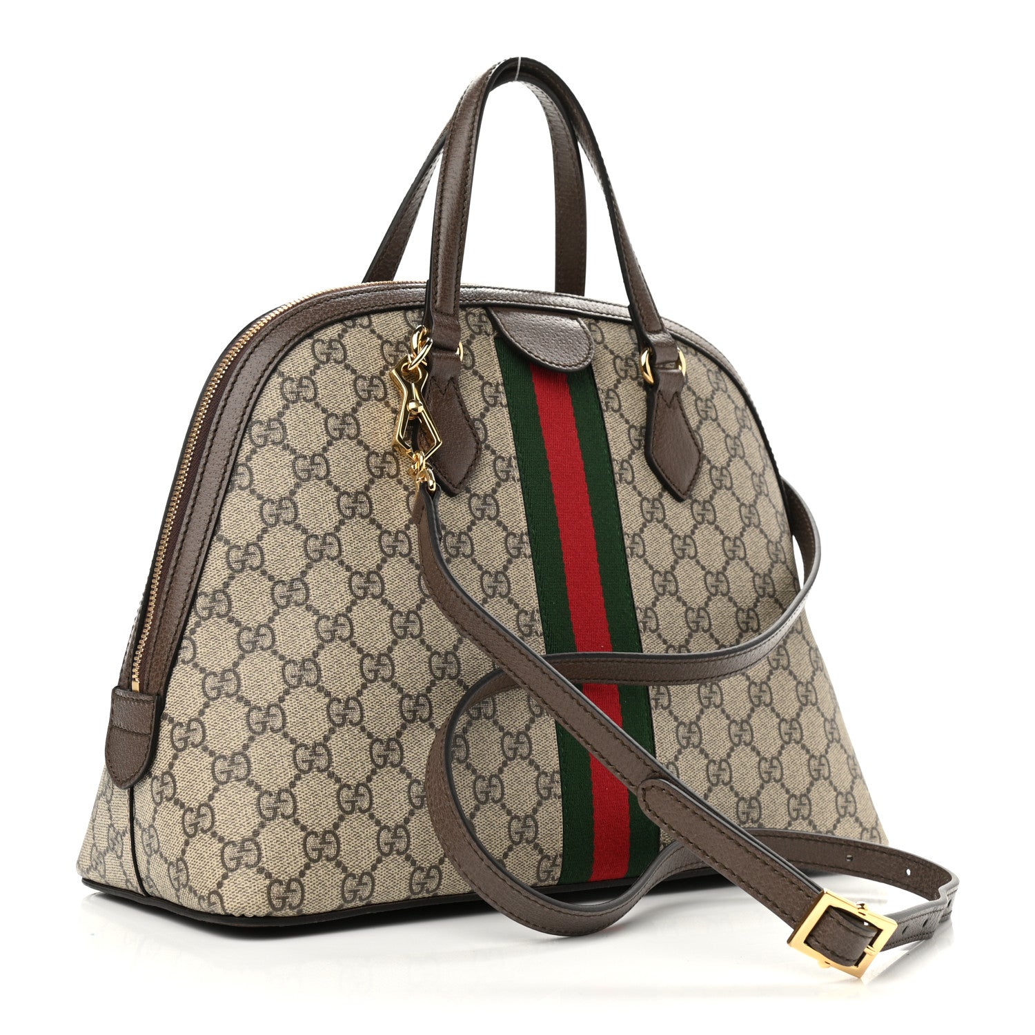 Gucci GG Supreme Monogram Web Medium Ophidia Top Handle Dome Bag Brown 3 of 10
