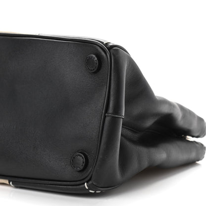 Prada Canvas Calfskin Small City Stitch Tote Black 12 of 16
