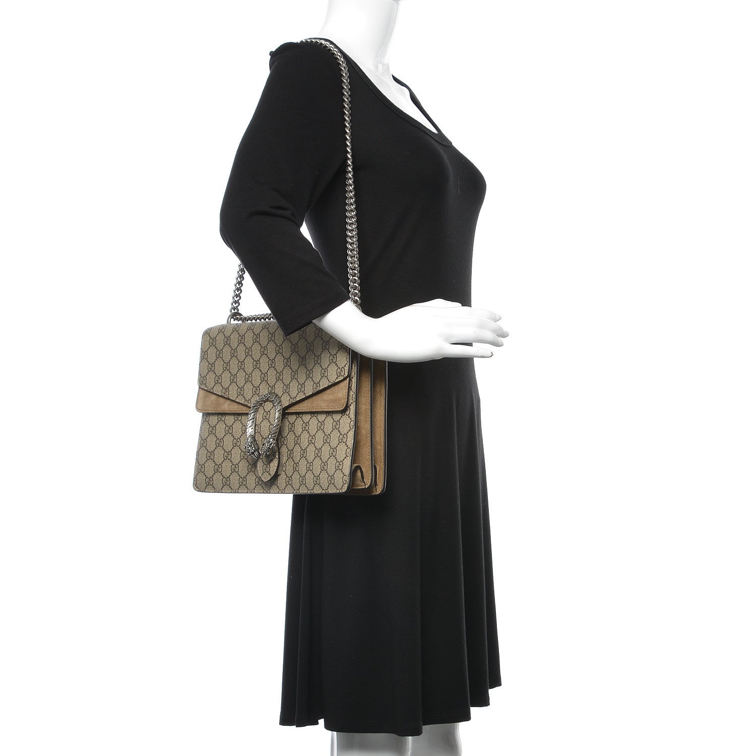 Gucci GG Supreme Monogram Medium Dionysus Shoulder Bag Taupe 2 of 9