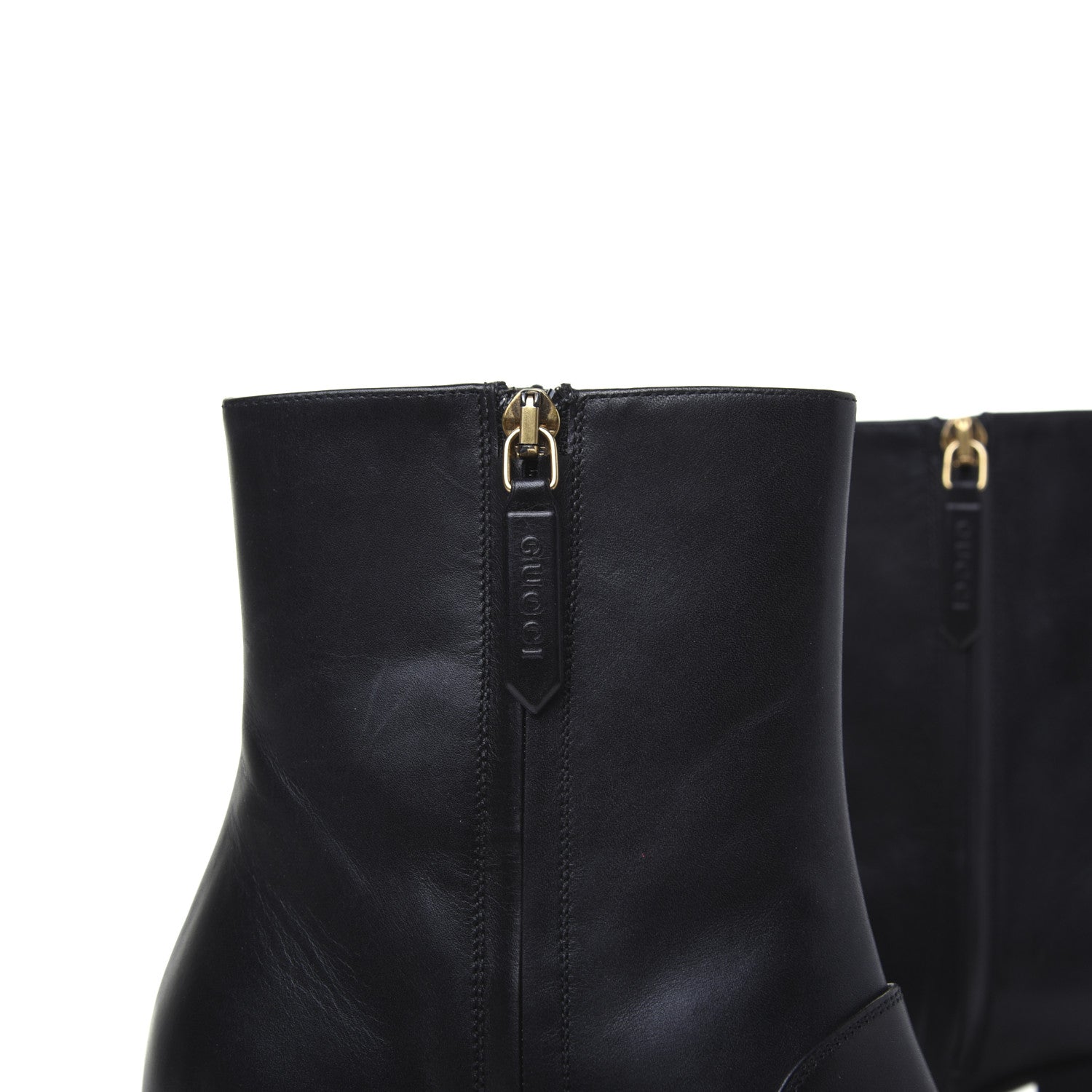 Gucci Betis Glamour Calfskin Web Pearl Embellished Peyton 75mm Ankle Boots 37 Black 15 of 19