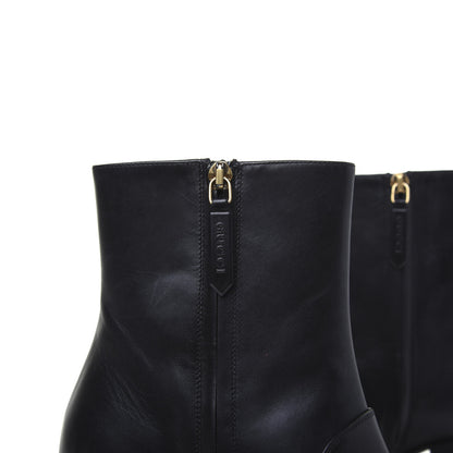 Gucci Betis Glamour Calfskin Web Pearl Embellished Peyton 75mm Ankle Boots 37 Black 15 of 19