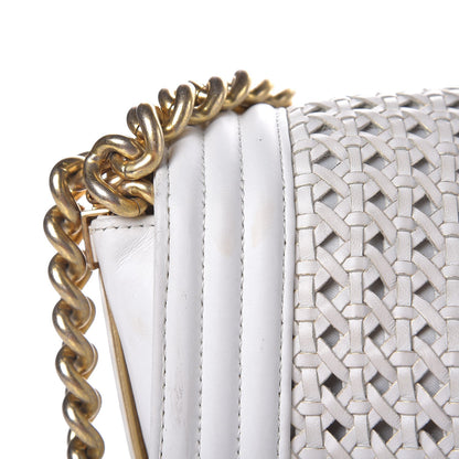 Chanel Sheepskin Braided Medium Boy Reverso Flap White 17 of 18