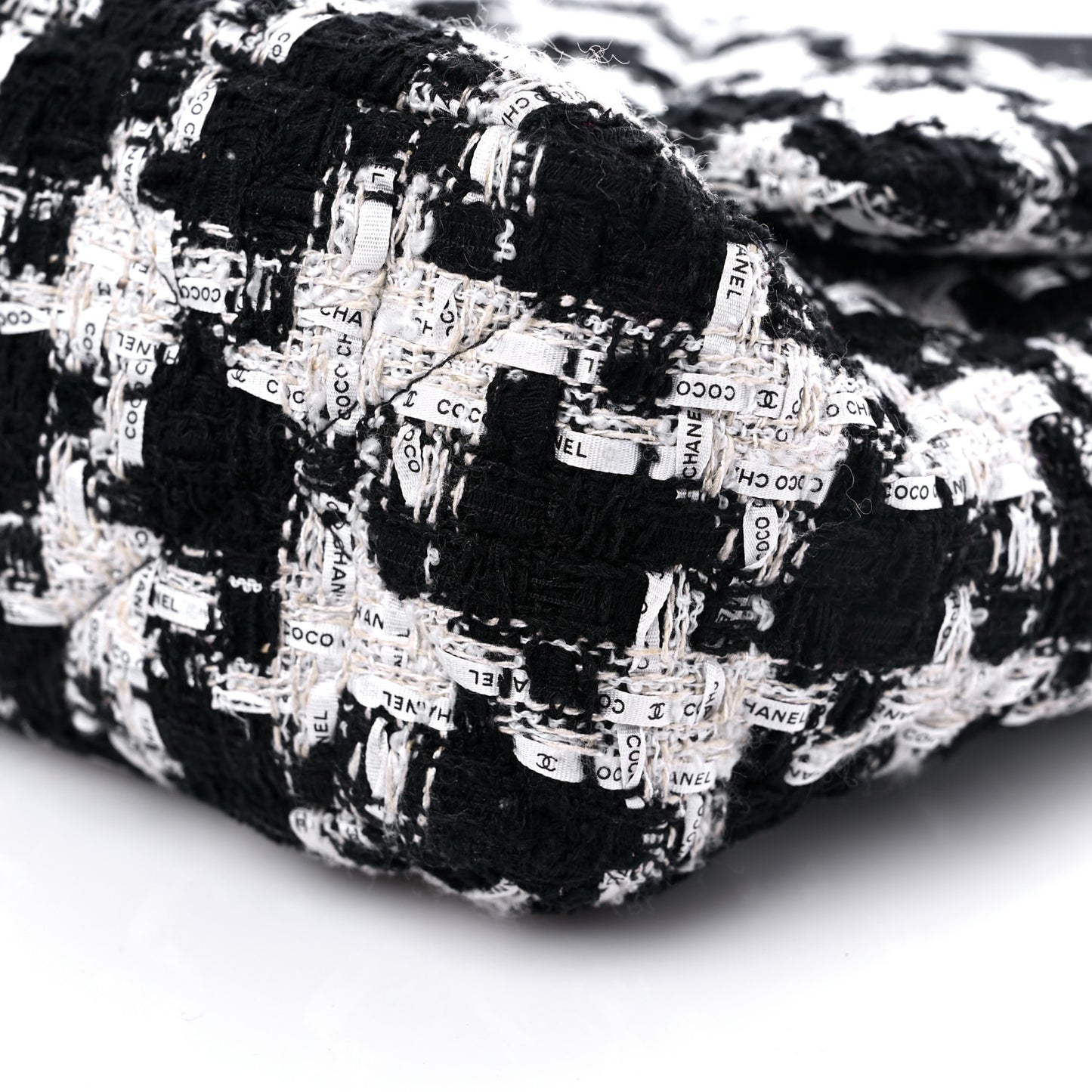 Tweed Quilted Large Chanel 19 Flap Black Ecru White