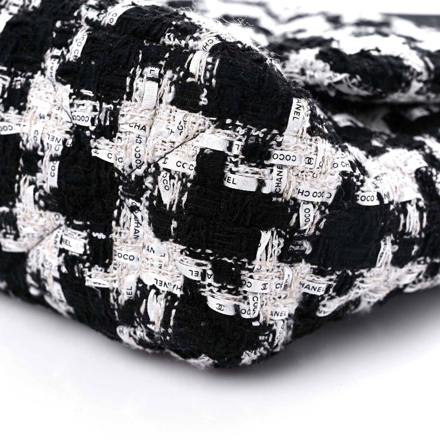 Chanel Tweed Quilted Large Chanel 19 Flap Black Ecru White 8 of 10