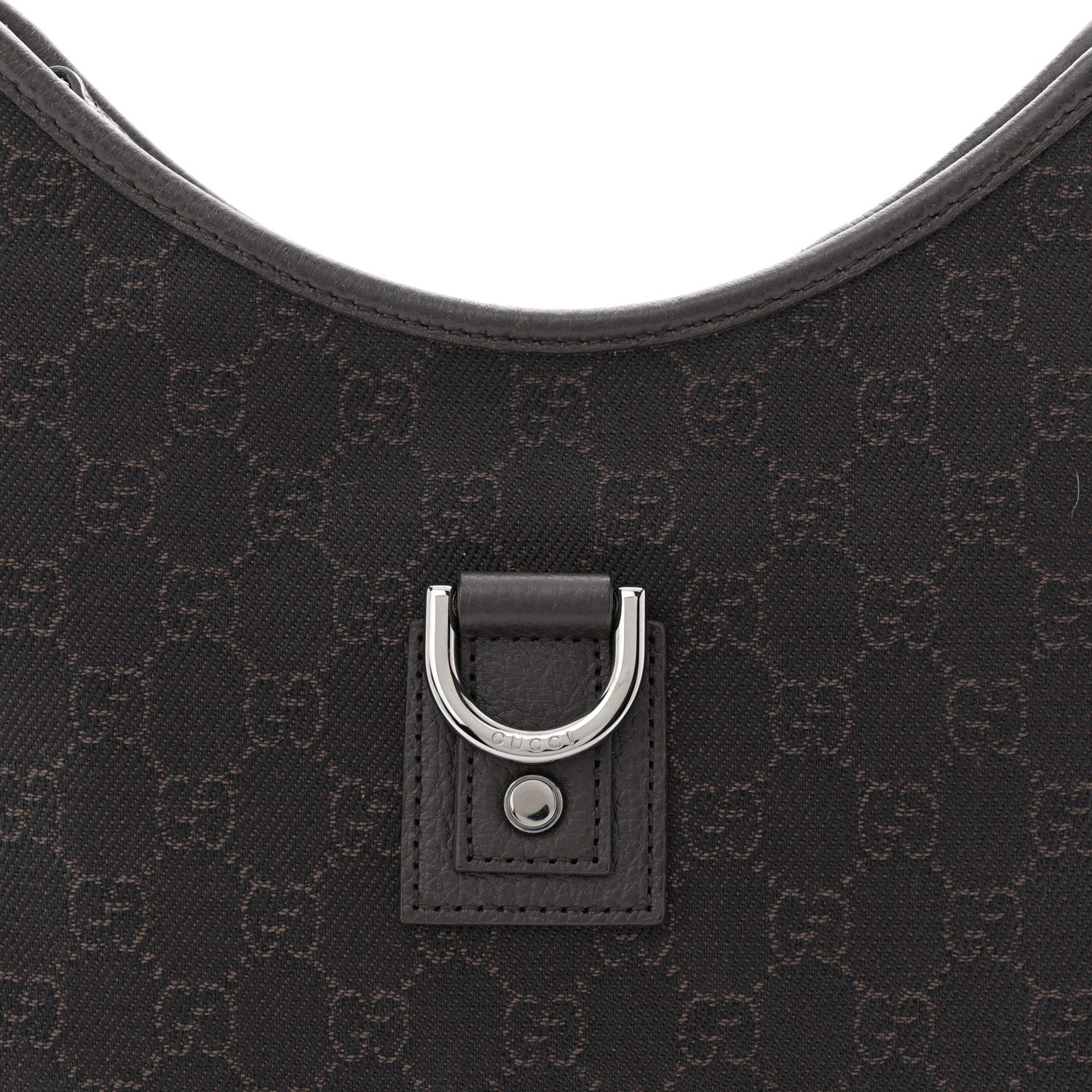 Gucci Denim Monogram Abbey D Ring Hobo Brown 14 of 21