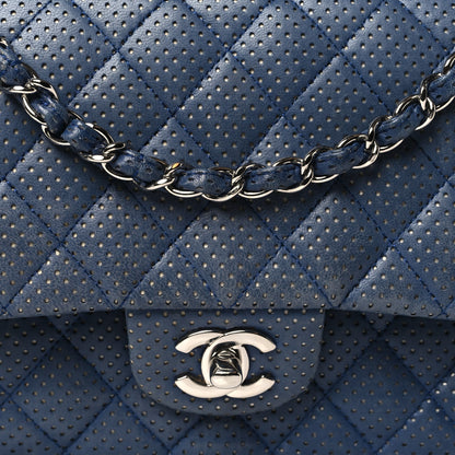 Chanel Lambskin Perforated Medium Double Flap Blue 8 of 14