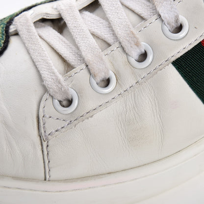 Gucci Calfskin Web Floral Embroidered Ace Sneakers 36.5 White 12 of 18