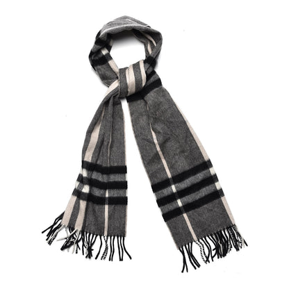 Burberry Cashmere Classic Check Fringe Scarf Grey 1 of 8