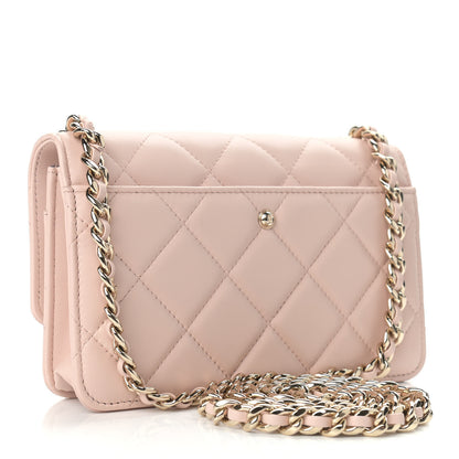 Chanel Lambskin Plexi Quilted Wallet On Chain WOC Light Beige 3 of 10