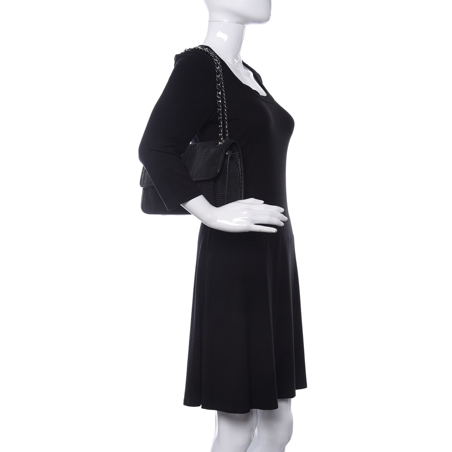 Perforated Calfskin Large Up In The Air Flap Black