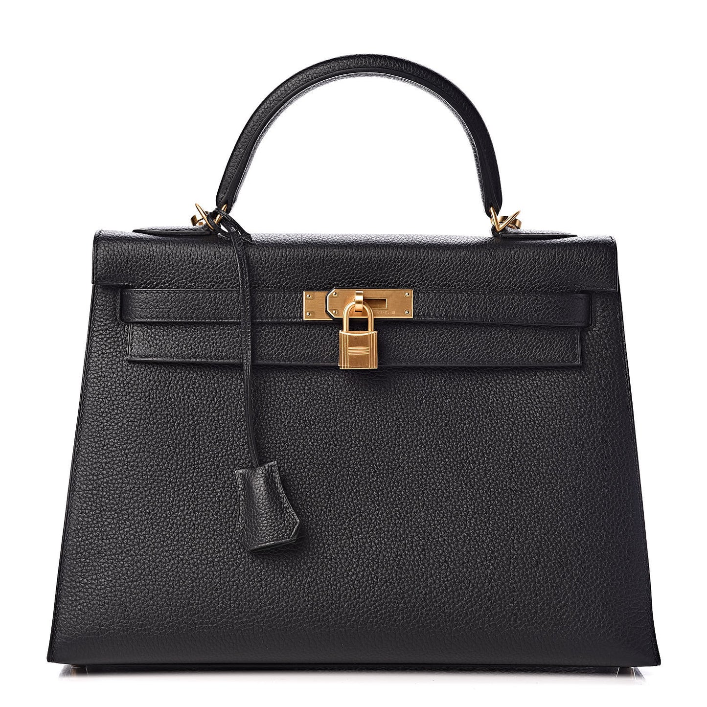 Togo Kelly Horseshoe Sellier 32 Black Vert Fonce