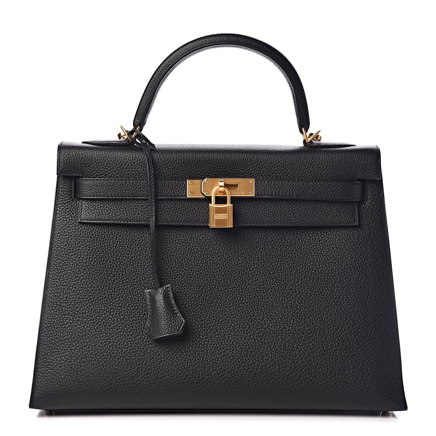 Hermes Togo Kelly Horseshoe Sellier 32 Black Vert Fonce 1 of 41