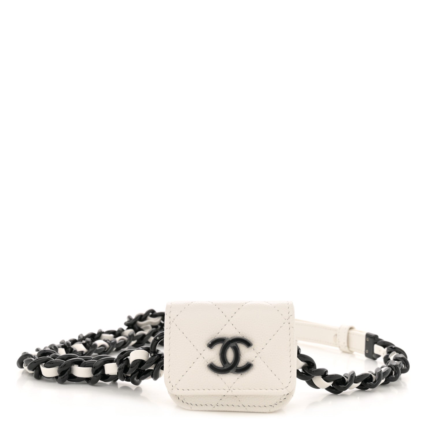 Chanel Caviar Quilted Airpods Pro Holder Belt White 1 of 11