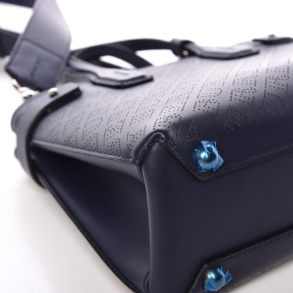 Burberry Derby Calfskin Perforated Small Banner Tote Regency Blue 12 of 12