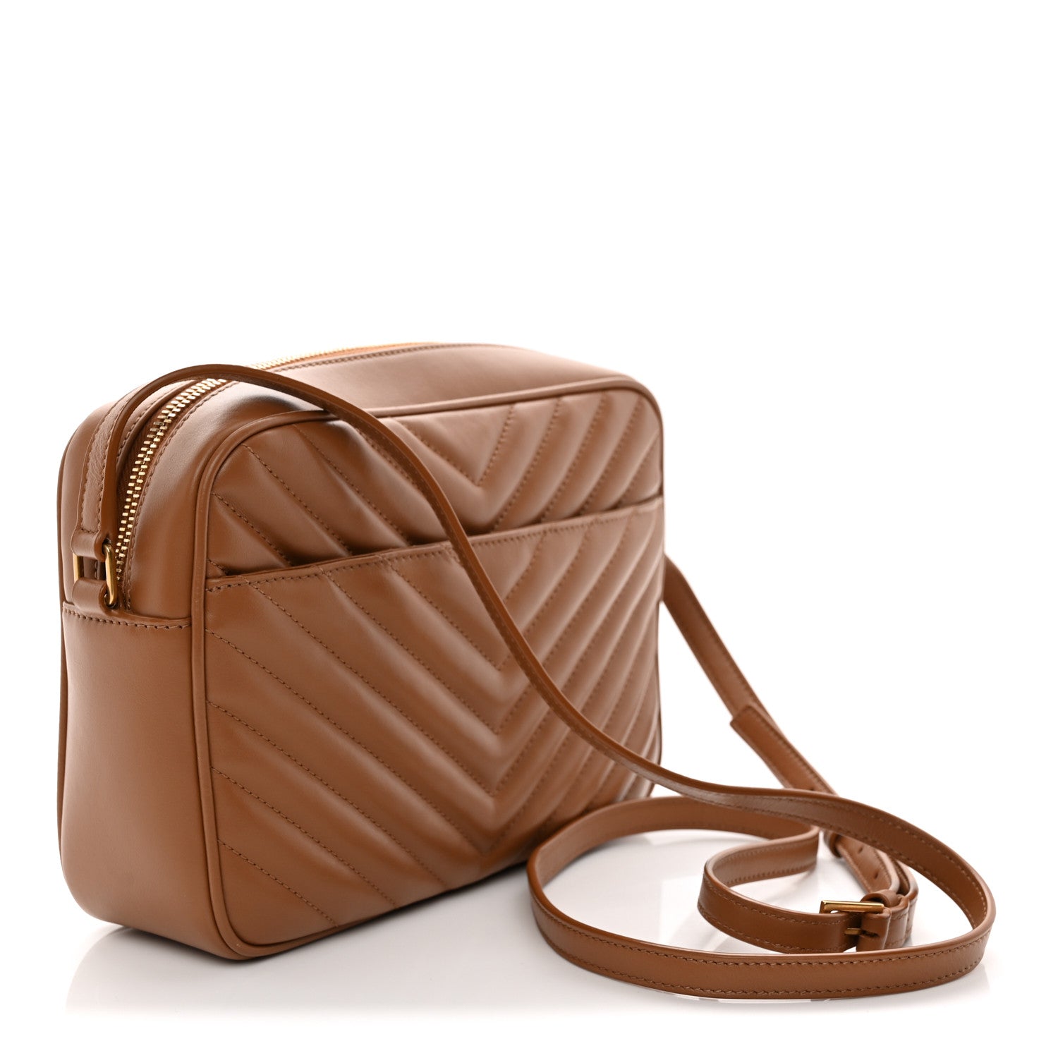 Saint Laurent Calfskin Matelasse Monogram Lou Camera Bag Cinnamon