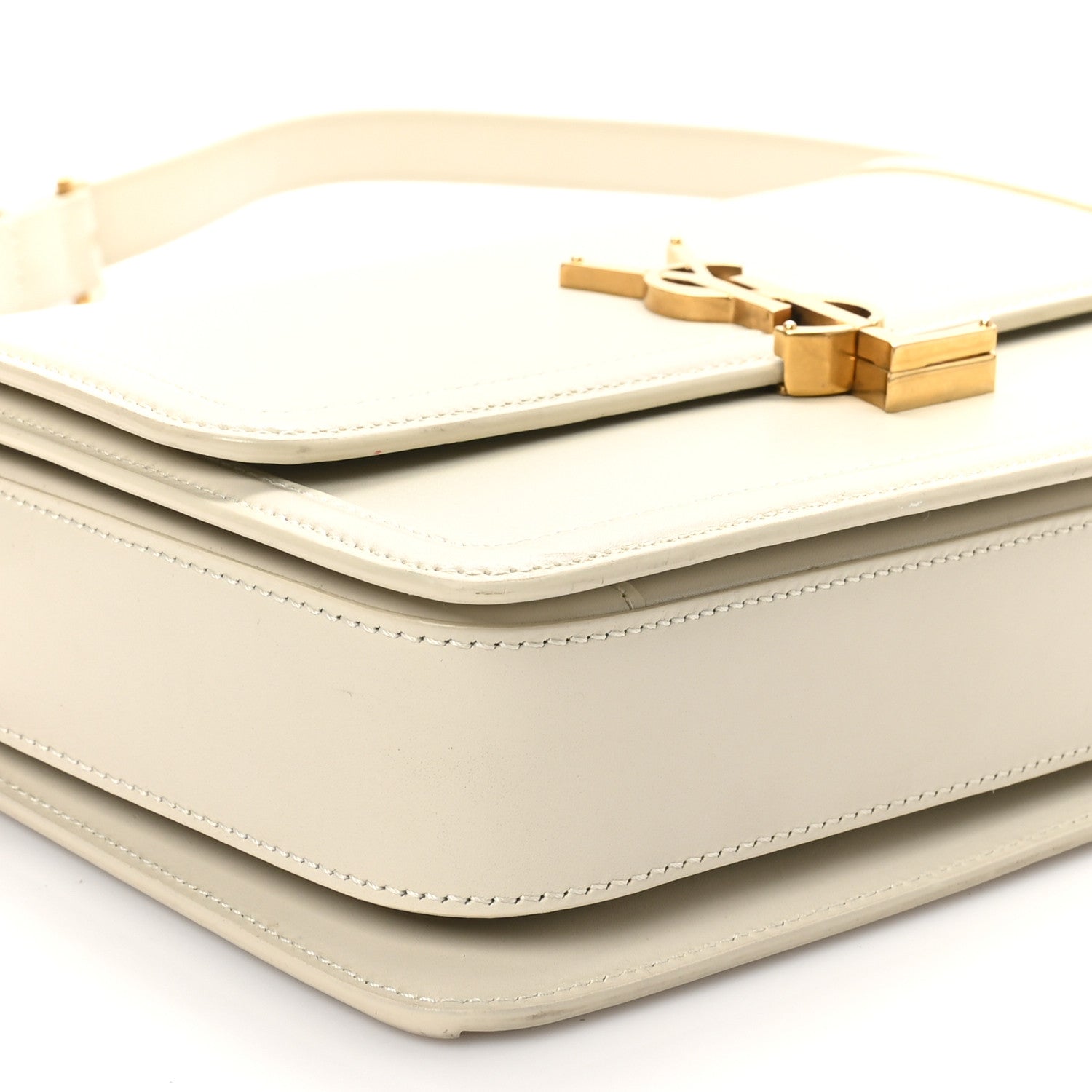 Saint Laurent Box Calfskin Monogram Medium Solferino Satchel Crema Soft 9 of 10