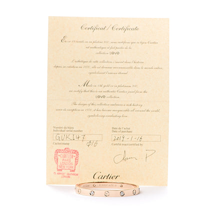 Cartier 18K Pink Gold 4 Diamond LOVE Bracelet 16 7 of 7