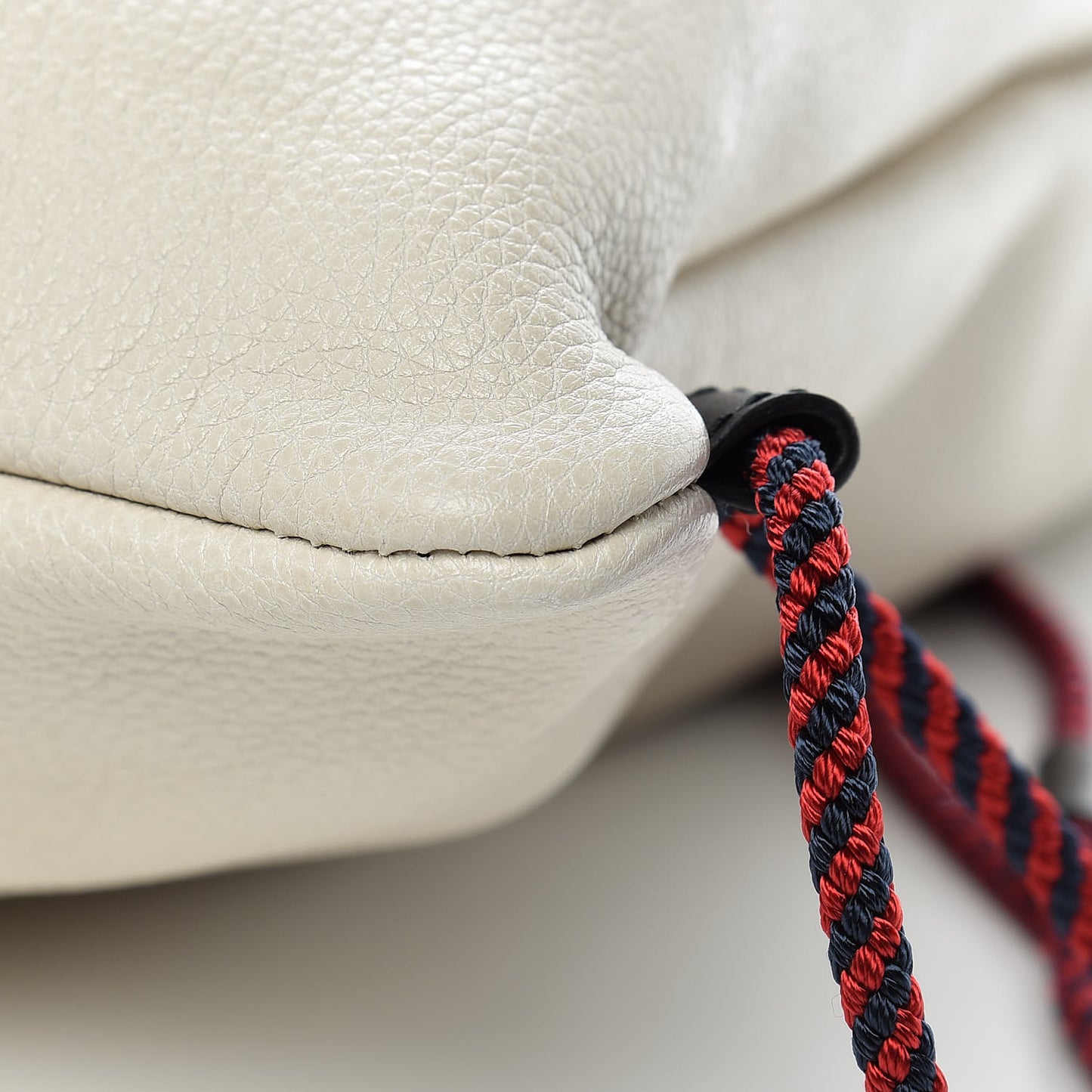 Calfskin Logo Drawstring Backpack Mystic White