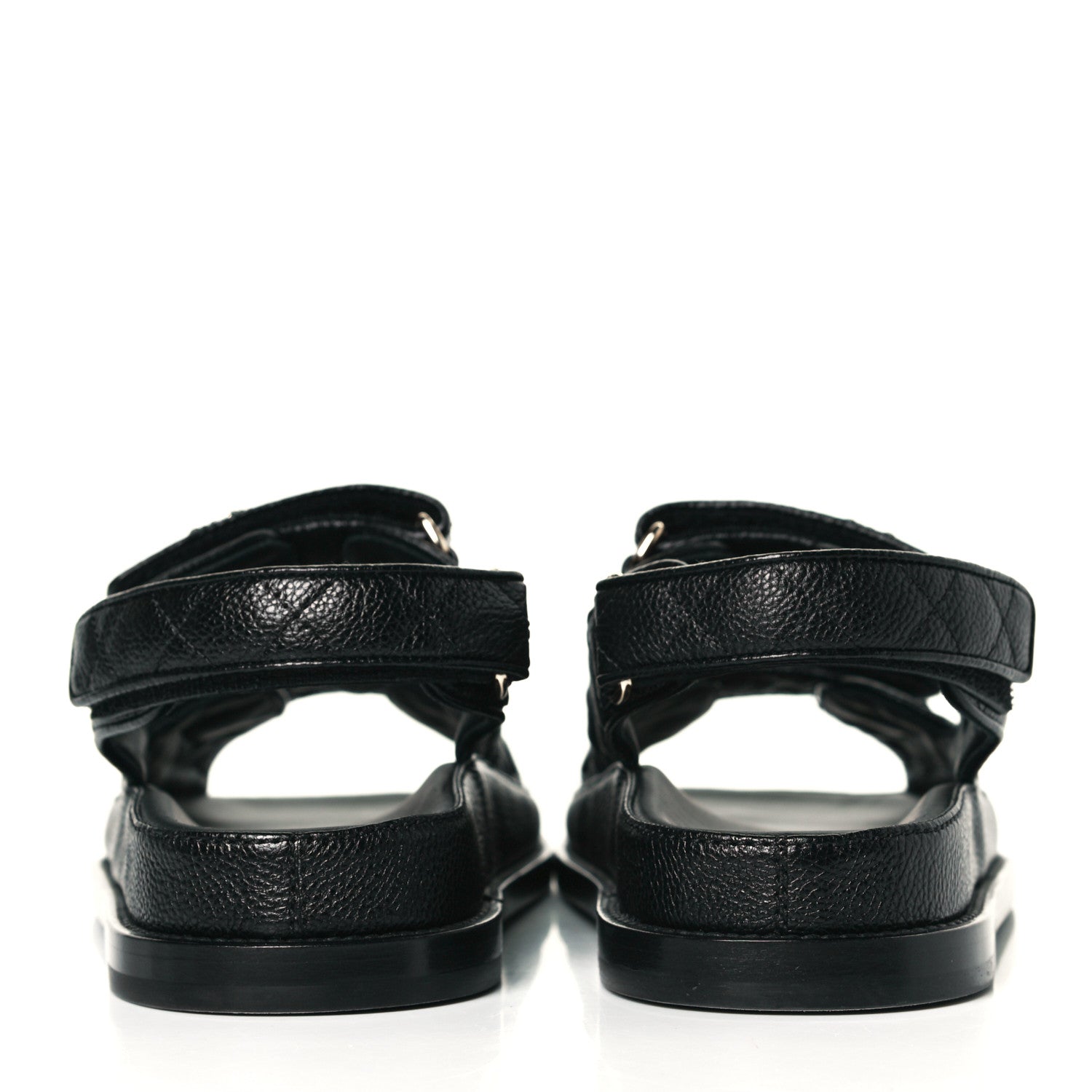 Chanel Grained Calfskin Velcro Dad Sandals 36.5 Black 6 of 9