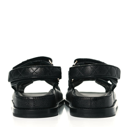 Chanel Grained Calfskin Velcro Dad Sandals 36.5 Black 6 of 9