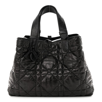 Christian Dior Crinkled Calfskin Cannage Medium Dior Tojours Bag Black 3 of 13