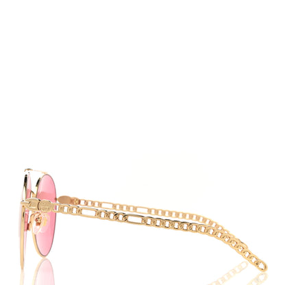 Gucci Aviator Charm Chain GG0725S Sunglasses Gold Pink 3 of 8