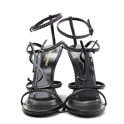 Saint Laurent Calfskin Studded Cassandra 110 Sandals 39 Black 2 of 9