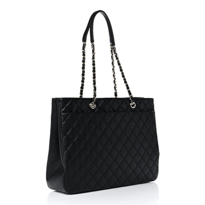 Chanel Calfskin Quilted Large Classic Shopping Tote Black 3 of 10