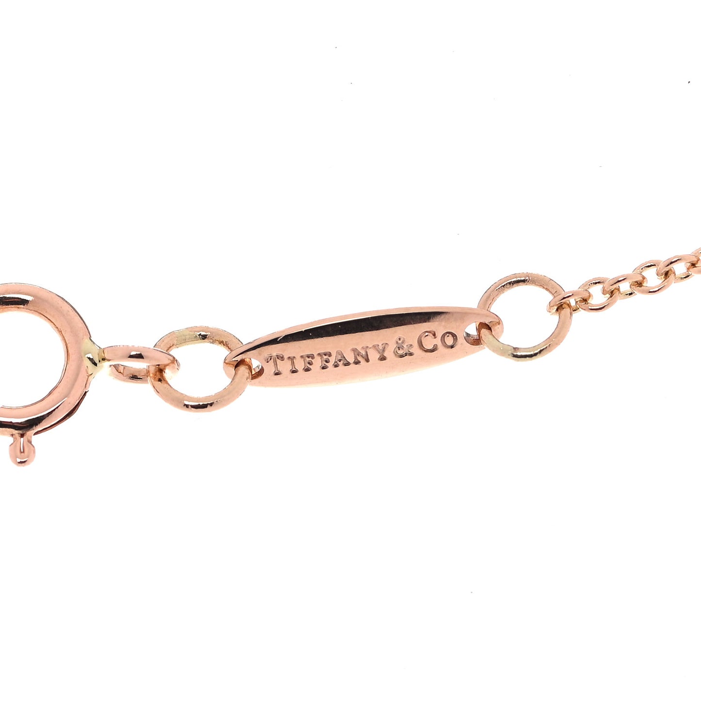 18K Rose Gold 2 Diamond Elsa Peretti Diamonds by the Yard Open Heart Pendant Necklace