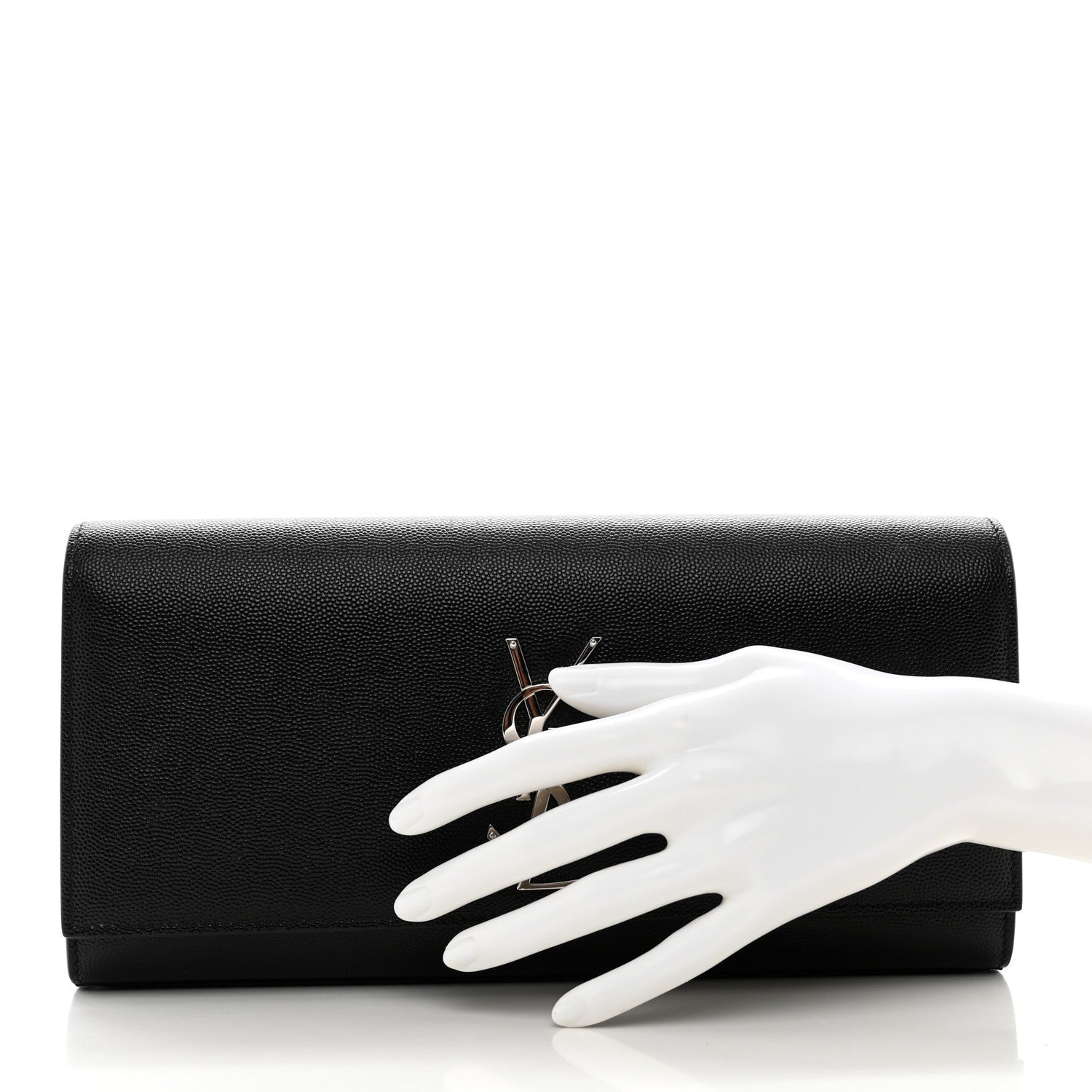 Saint Laurent Grain De Poudre Monogram Cassandre Clutch Black 2 of 8