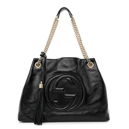 Gucci Patent Medium Soho Chain Shoulder Bag Black 1 of 12