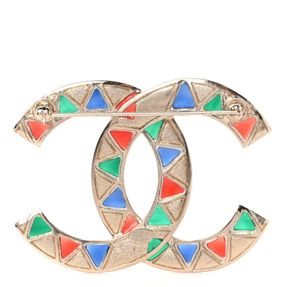 Chanel Gripoix Crystal CC Brooch Gold Multicolor 3 of 4