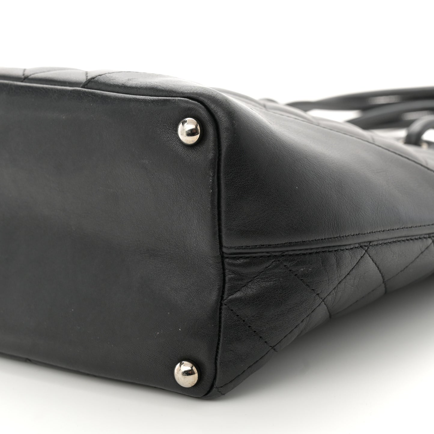 Calfskin Quilted Medium Cambon Tote Black
