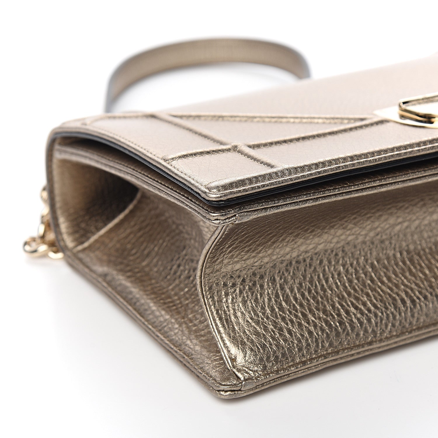 Christian Dior Metallic Grained Calfskin Medium Diorama Flap Bag Pale Gold 9 of 11