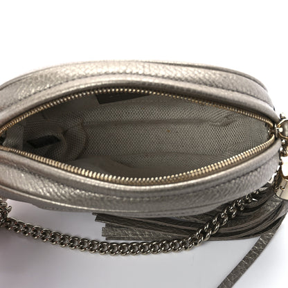 Gucci Metallic Pebbled Calfskin Mini Soho Chain Bag Golden Beige 4 of 11