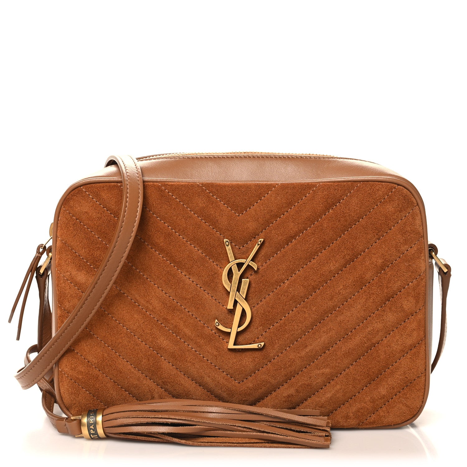 Saint Laurent Suede Matelasse Monogram Lou Camera Bag Cinnamon 1 of 10