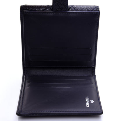 Chanel Caviar Quilted Compact French Flap Wallet Dark Blue 10 of 11