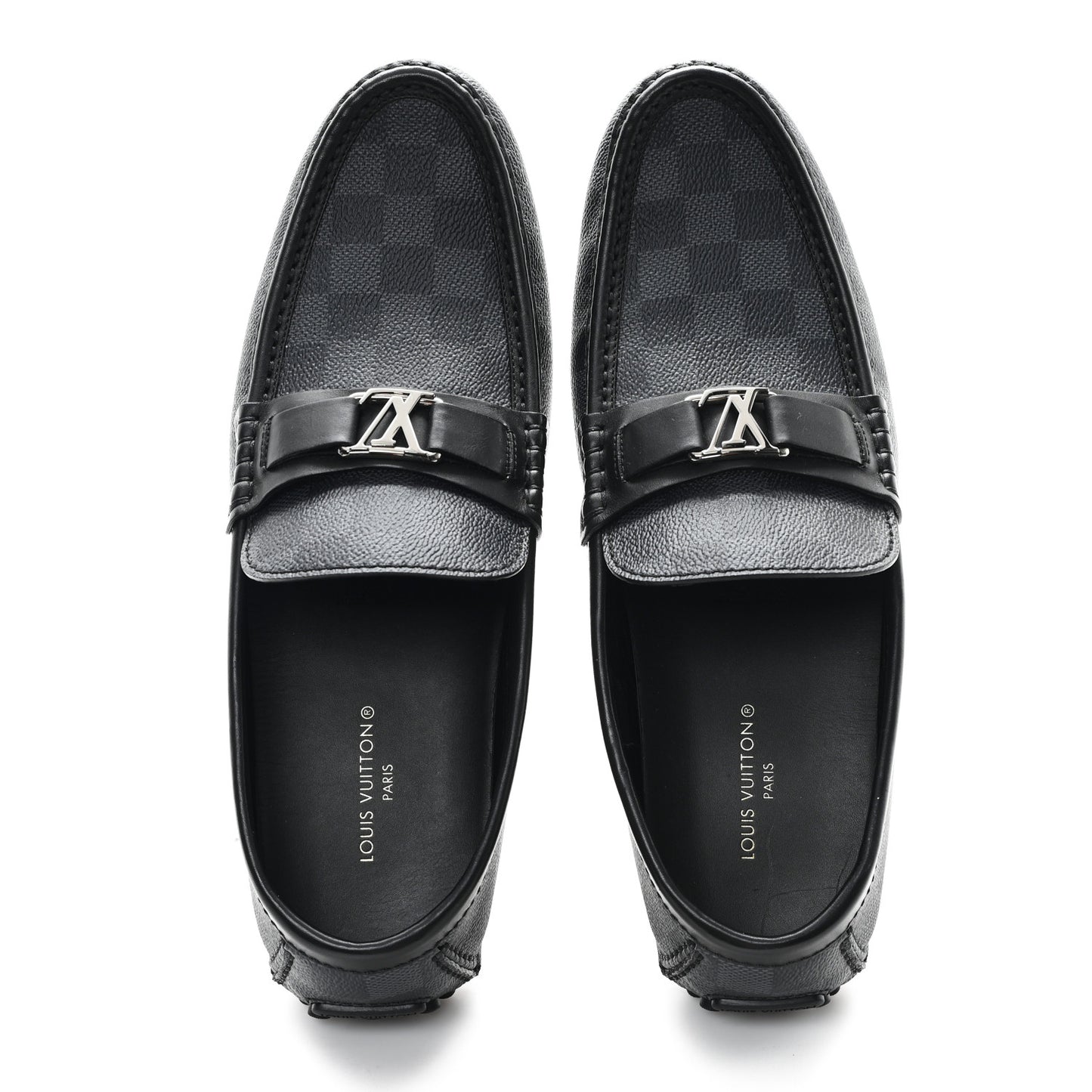 Mens Damier Graphite Hockenheim Moccasin Loafers 9 Onyx