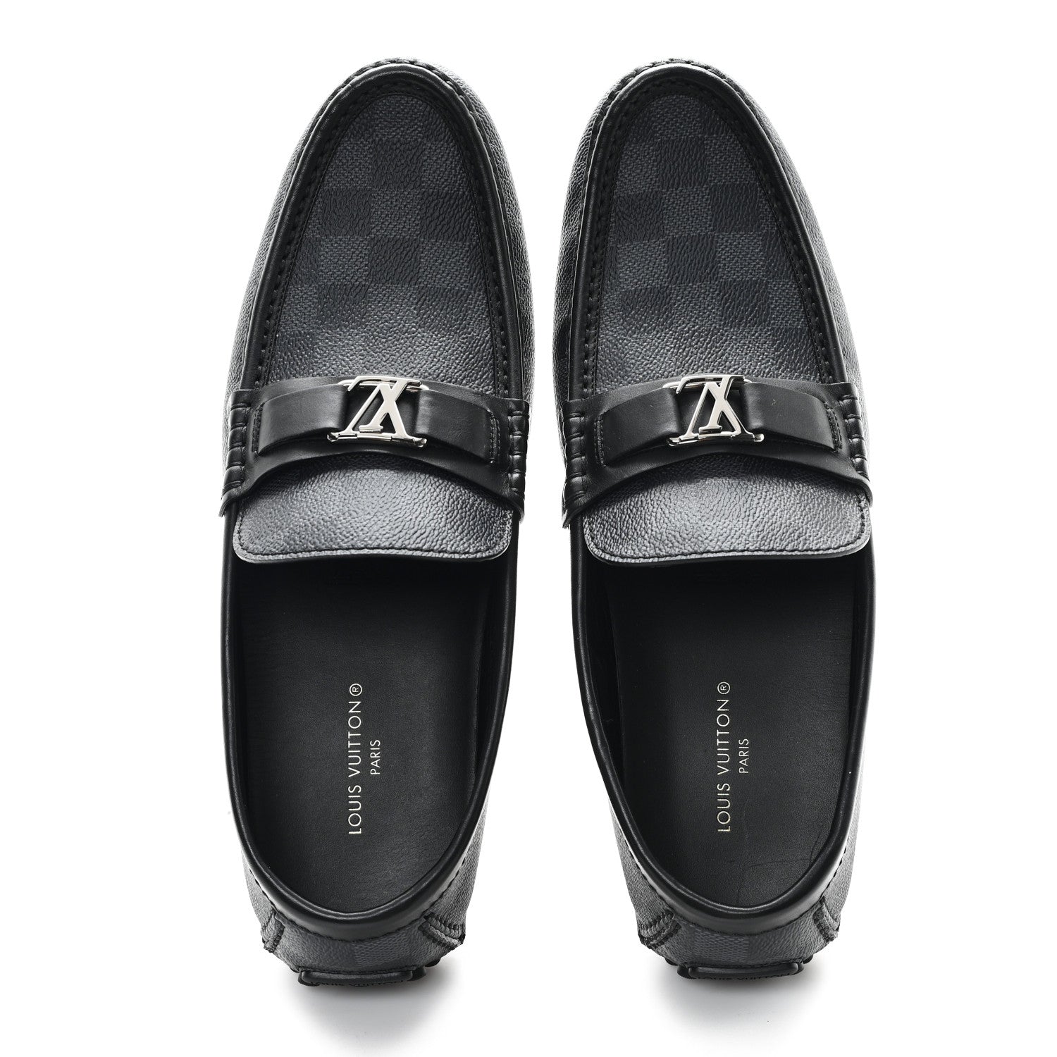 Louis Vuitton Mens Damier Graphite Hockenheim Moccasin Loafers 9 Onyx 2 of 9