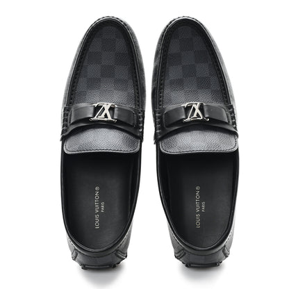Louis Vuitton Mens Damier Graphite Hockenheim Moccasin Loafers 9 Onyx 2 of 9