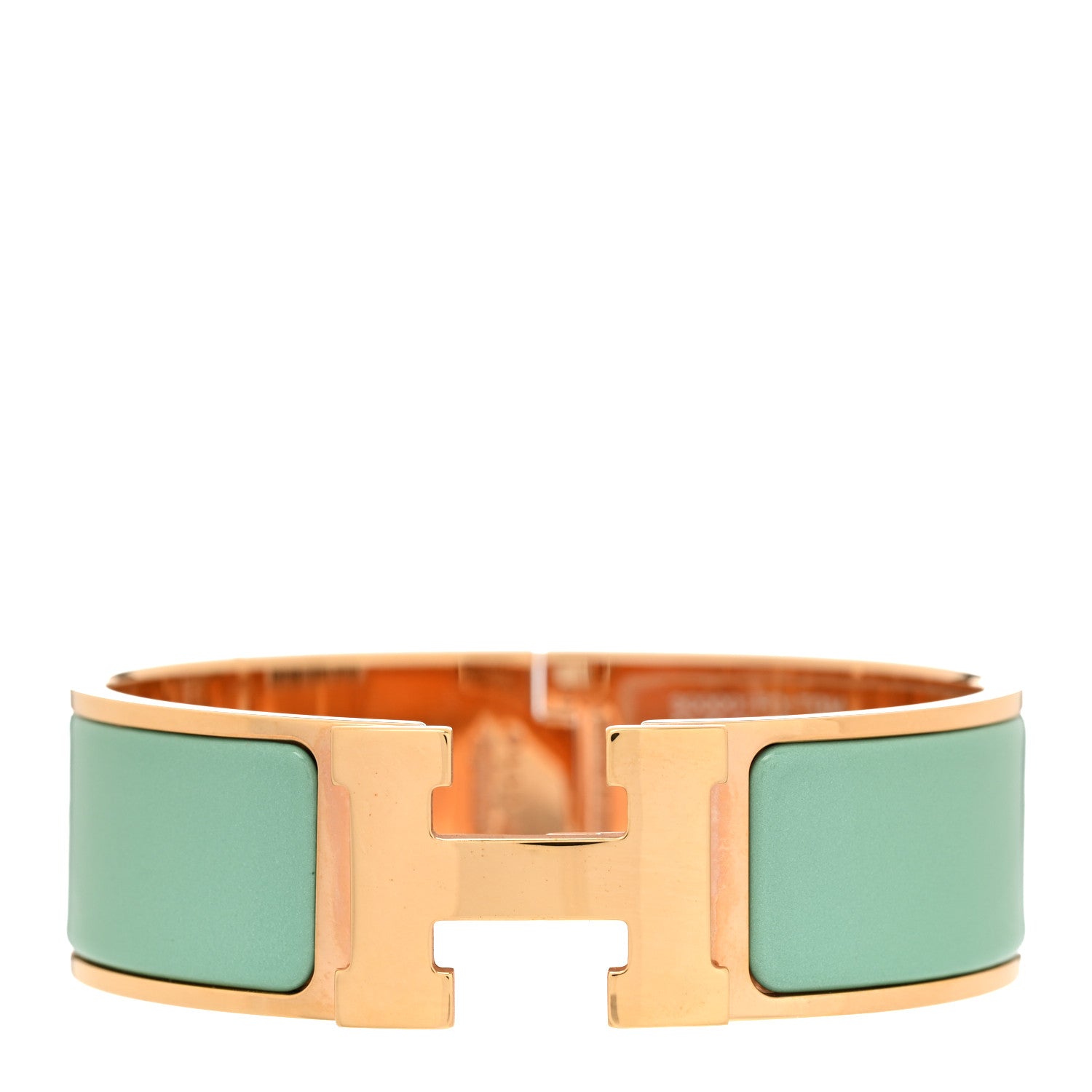 Hermes Enamel Wide Clic Clac H Bracelet PM Vert Aqua 1 of 5