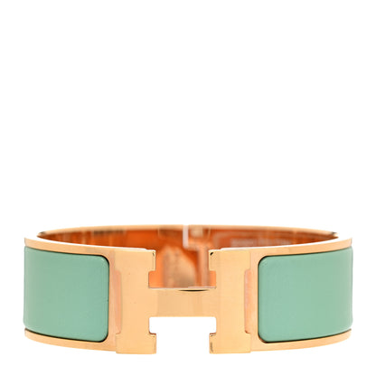 Hermes Enamel Wide Clic Clac H Bracelet PM Vert Aqua 1 of 5